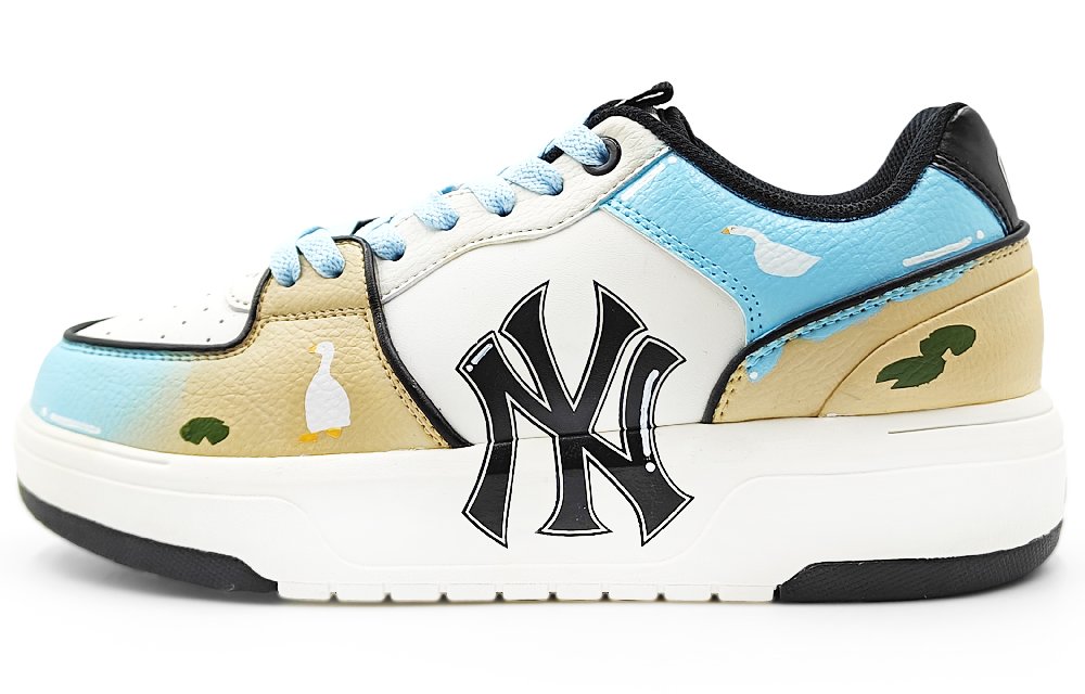 MLB Chunky Liner Abrasion Resistant Low Top Skateboard Shoes Unisex Beige Blue
