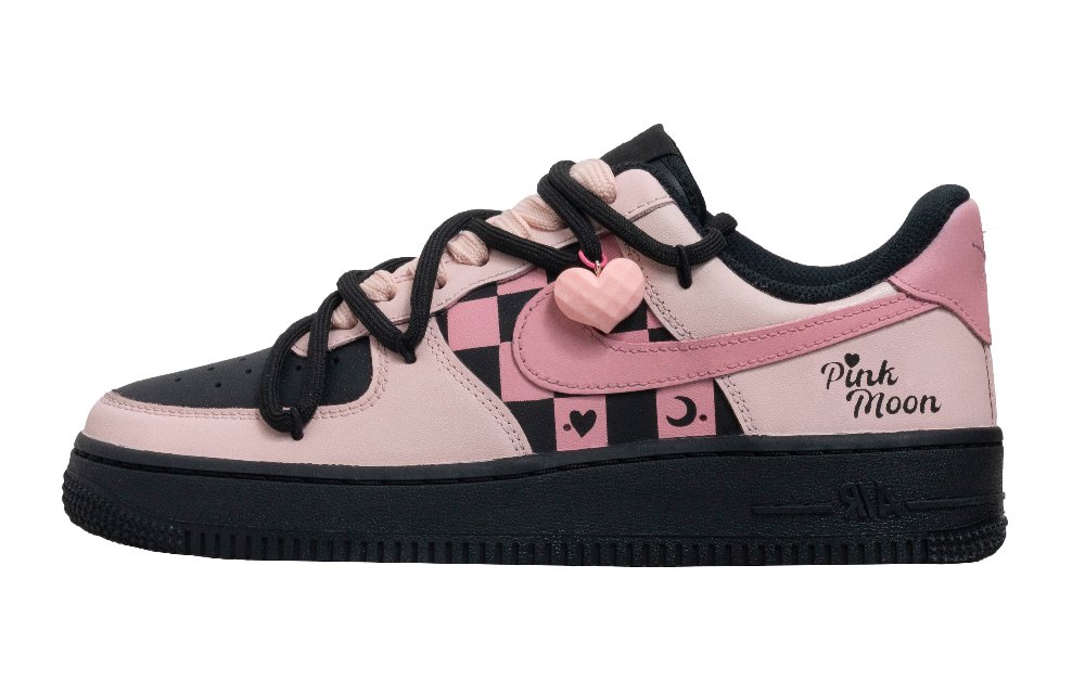Nike Air Force 1 Anti Slip Wear Resistant Low Top Skateboard Shoes Women's Black Pink