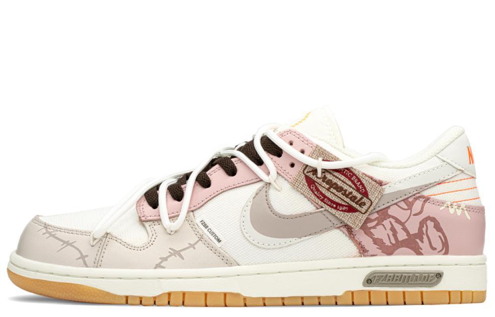 Nike Dunk Anti Slip Wear Resistant Low Top Skateboard Shoes Unisex Khaki Pink