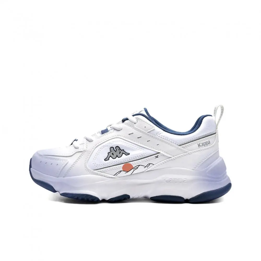 Kappa Anti Slip Wear Resistant Low Top Chunky Sneakers Unisex White Blue