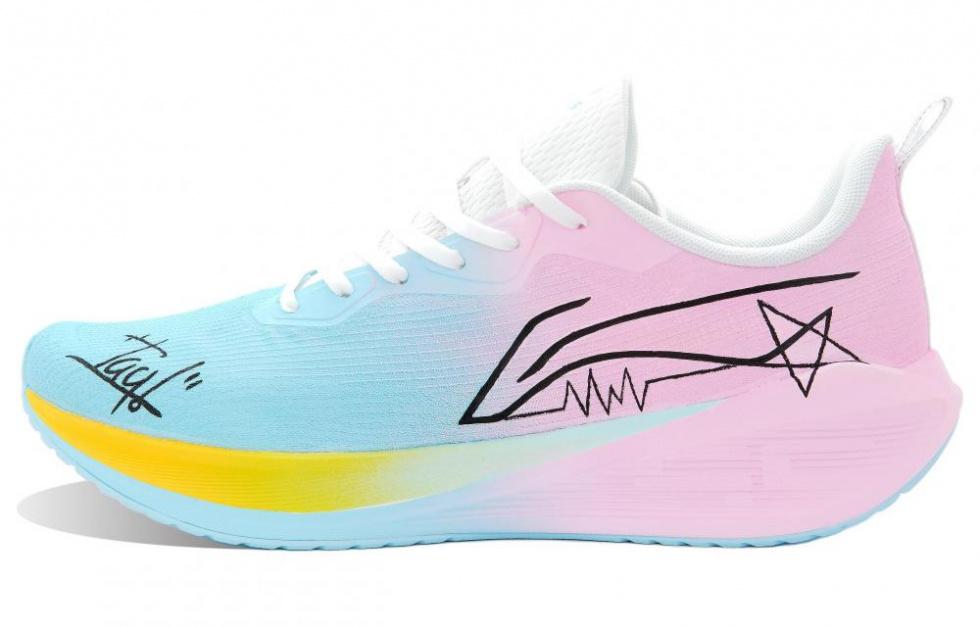 LiNing WuShi Lite Cushioning Anti-Slip And Wear-Resistant Low-Top Casual Running Shoes Men's Blue Pink