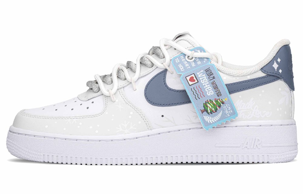 Nike Air Force 1 Slip-Resistant Low-Top Skateboard Shoes Men's Blue White Gray
