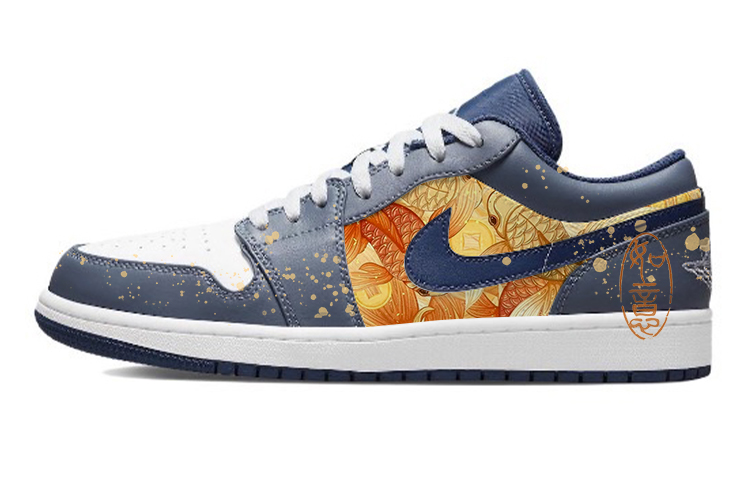Jordan Air Jordan 1 Durable Breathable Low-Top Vintage Basketball Shoes Men's Marine Blue