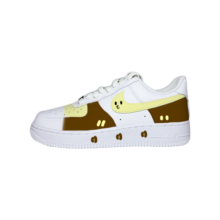 Nike Air Force 1 Caffeine Low top Skateboard Shoes Women's White Brown Yellow