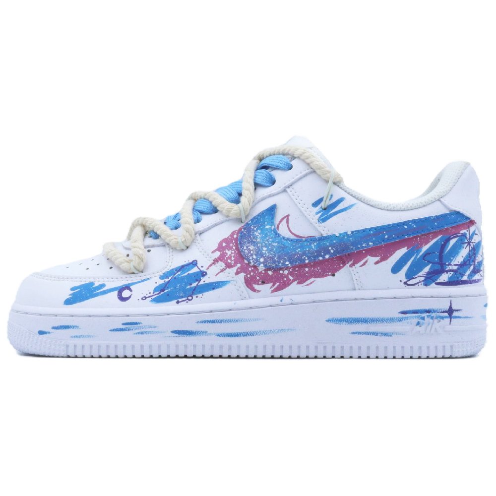 Nike Air Force 1 Anti-Slip Wear-Resistant Low-Top Skateboard Shoes Unisex Blue Pink