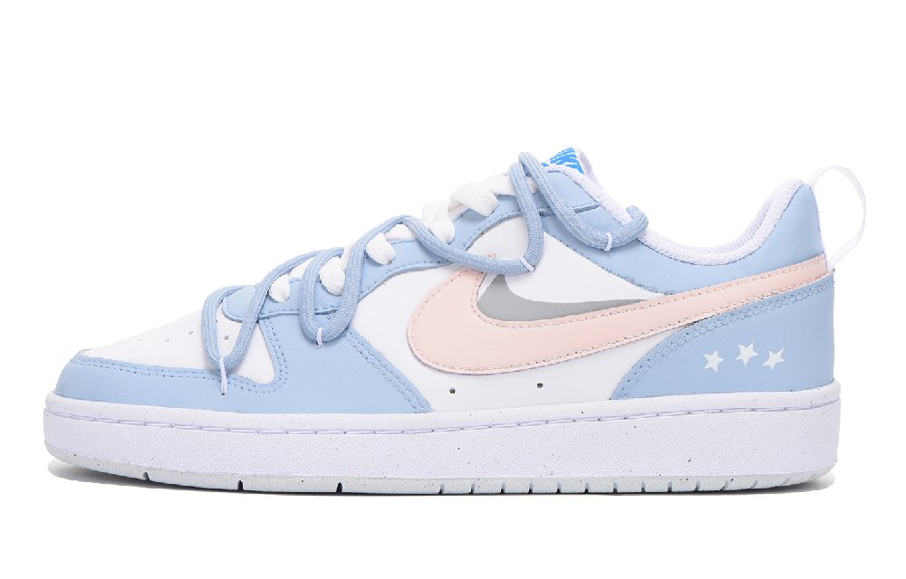 Nike Court Borough Low 2 Low-Top Skateboard Shoes GS Blue Pink