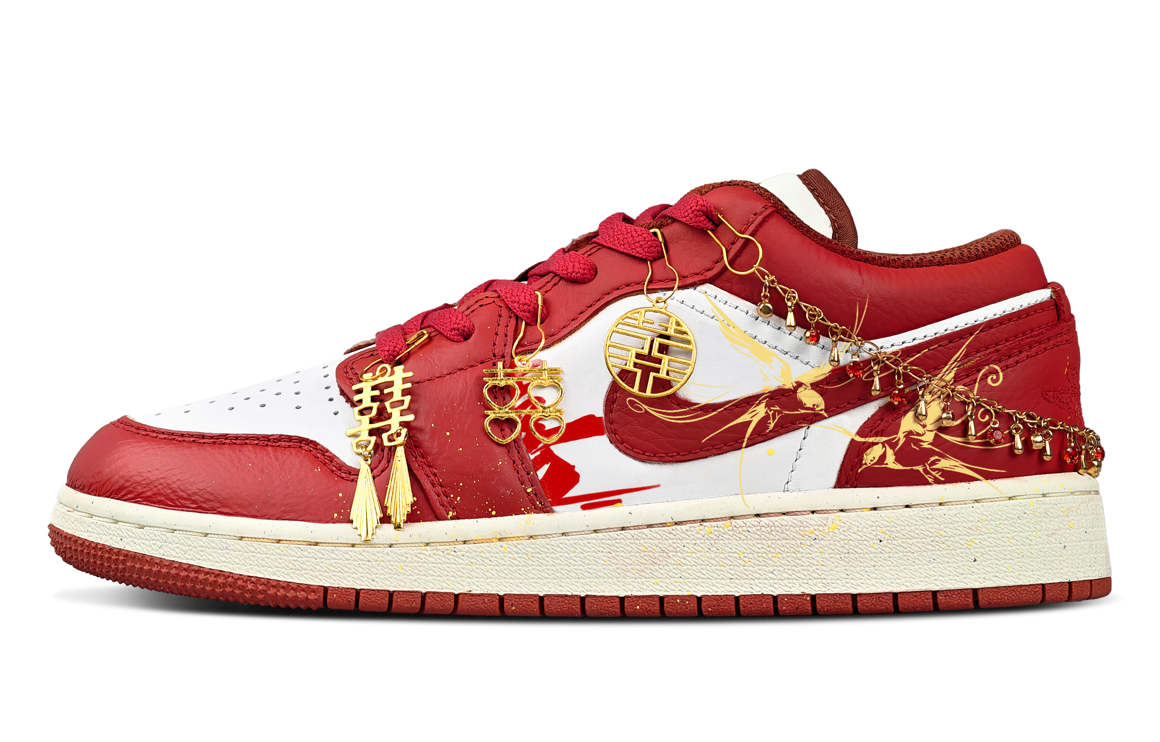 Jordan Air Jordan 1 GS Dual Habitat Swallow Special Box Abrasion Resistant Low top Vintage Basketball Shoes Women's Red