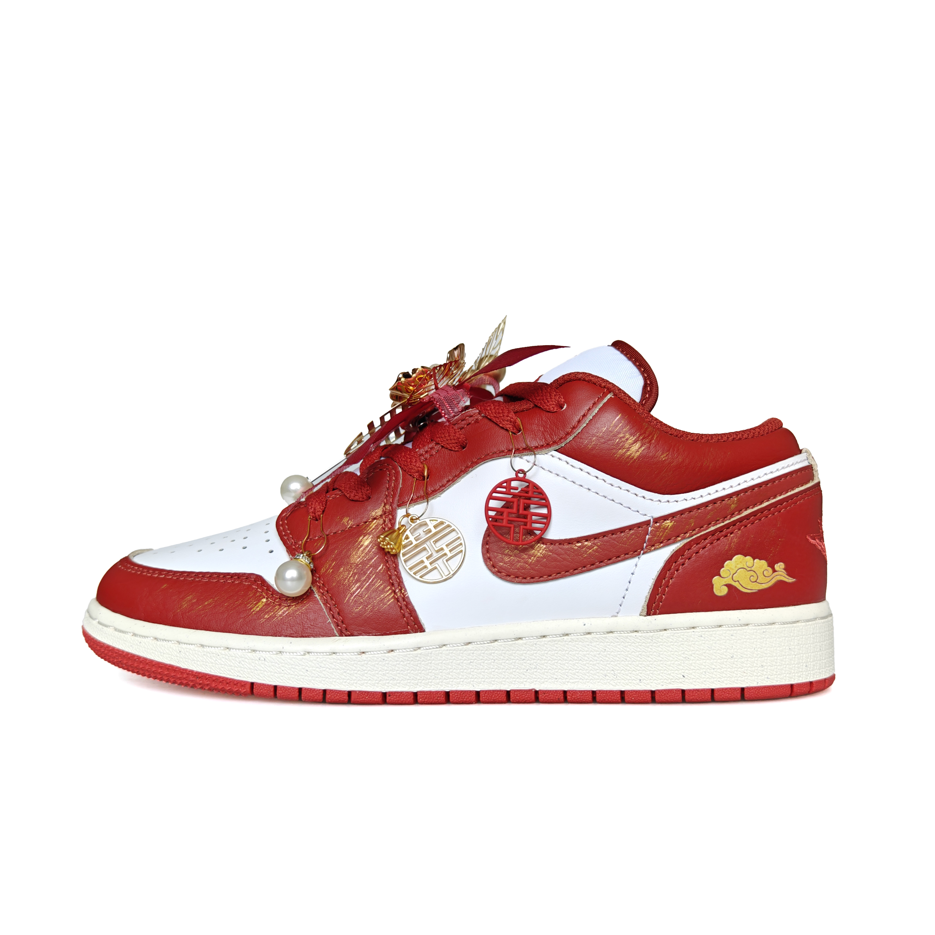 Jordan Air Jordan 1 Abrasion Resistant Low top Vintage Basketball Shoes Women's Red