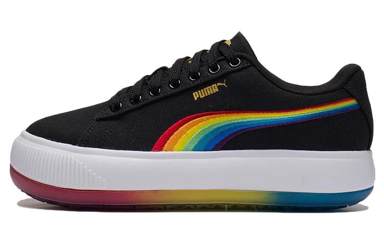 PUMA Suede Mayu Prism Low Tops Thick Sole Skateboarding Shoes Black Women's