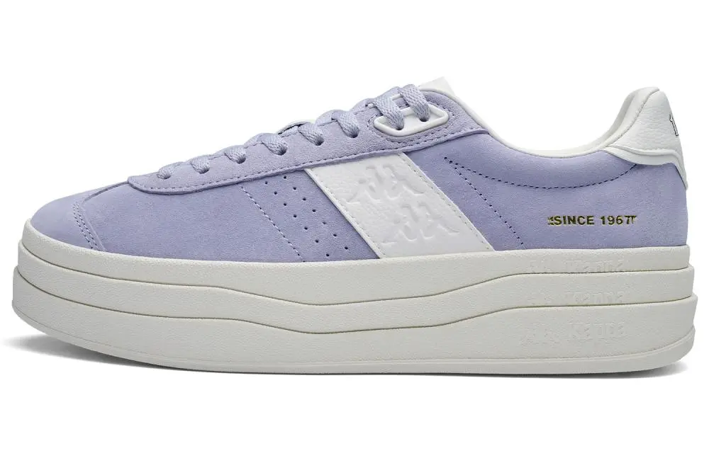 Kappa K love Back to Back Slip Resistant Abrasion Resistant Low top Skateboard Shoes Women's Misty Purple Classic White