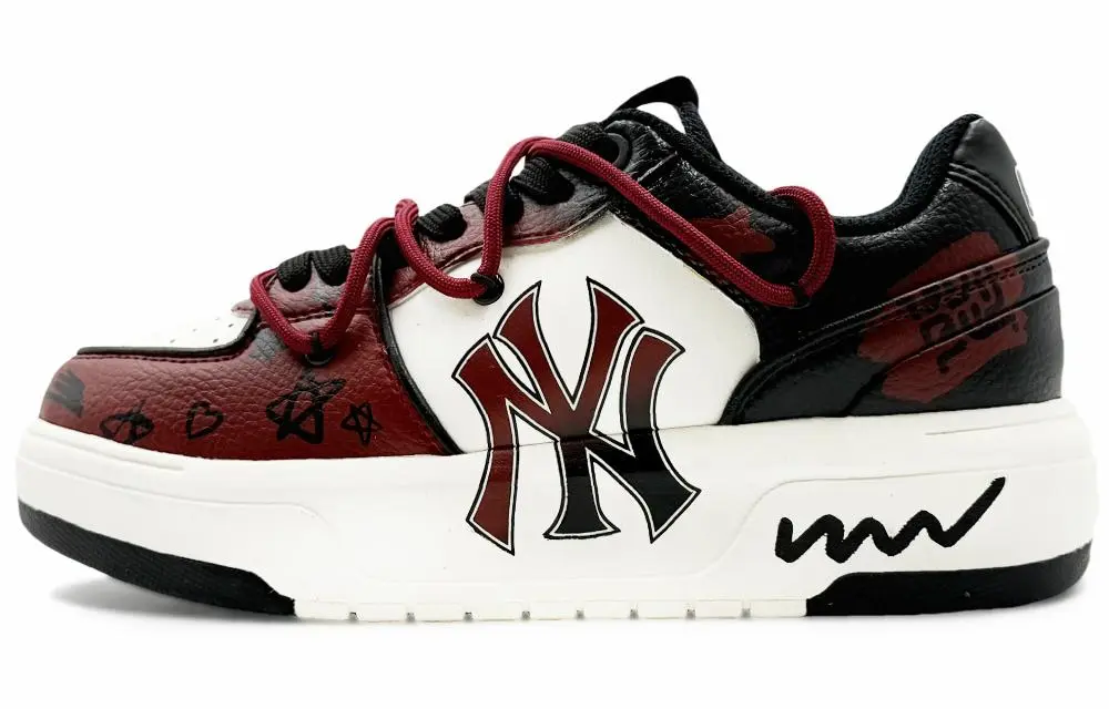 MLB Chunky Liner Abrasion Resistant Low top Skateboard Shoes Unisex Black Red