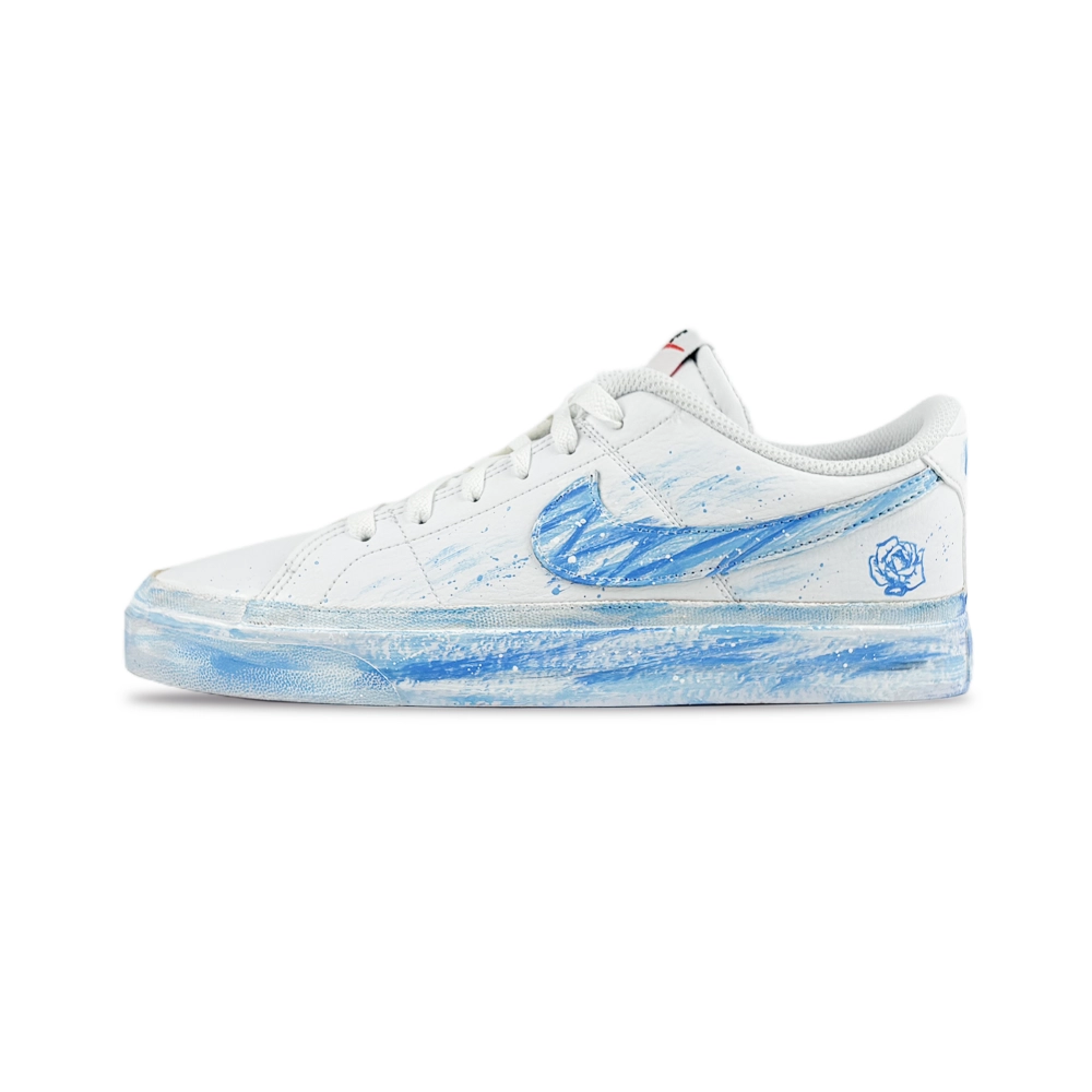 Nike Court Legacy Silver Trace Blue Rose Slip Resistant Abrasion Resistant Low top Skateboard Shoes Men's Blue White
