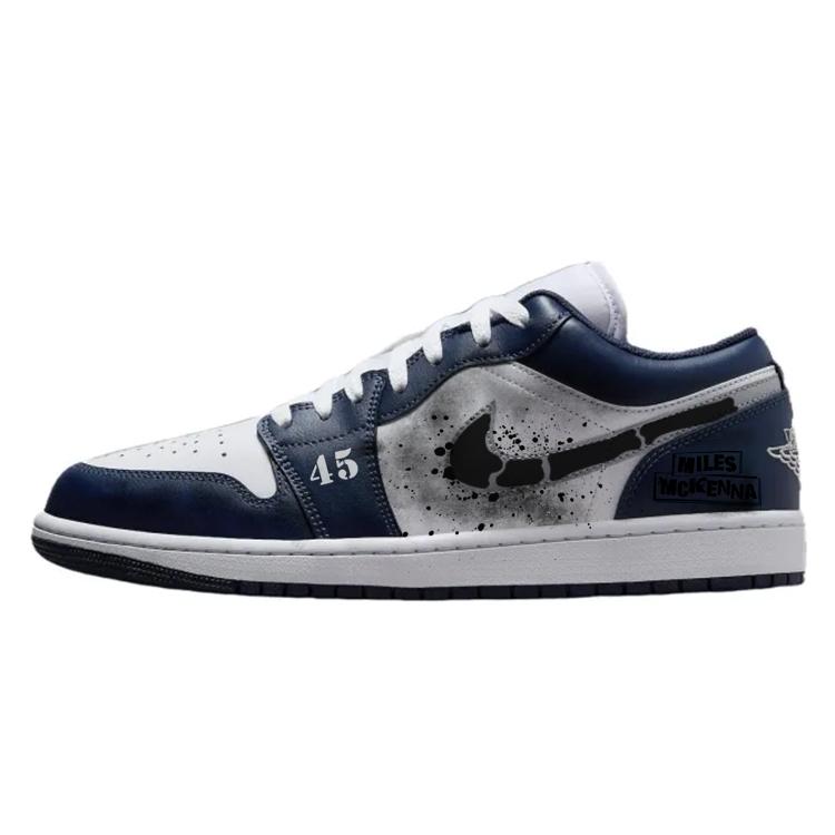 Jordan Air Jordan 1 Cushioned Wear-Resistant Slip-Resistant Low-Top Vintage Basketball Shoes Men's Blue White