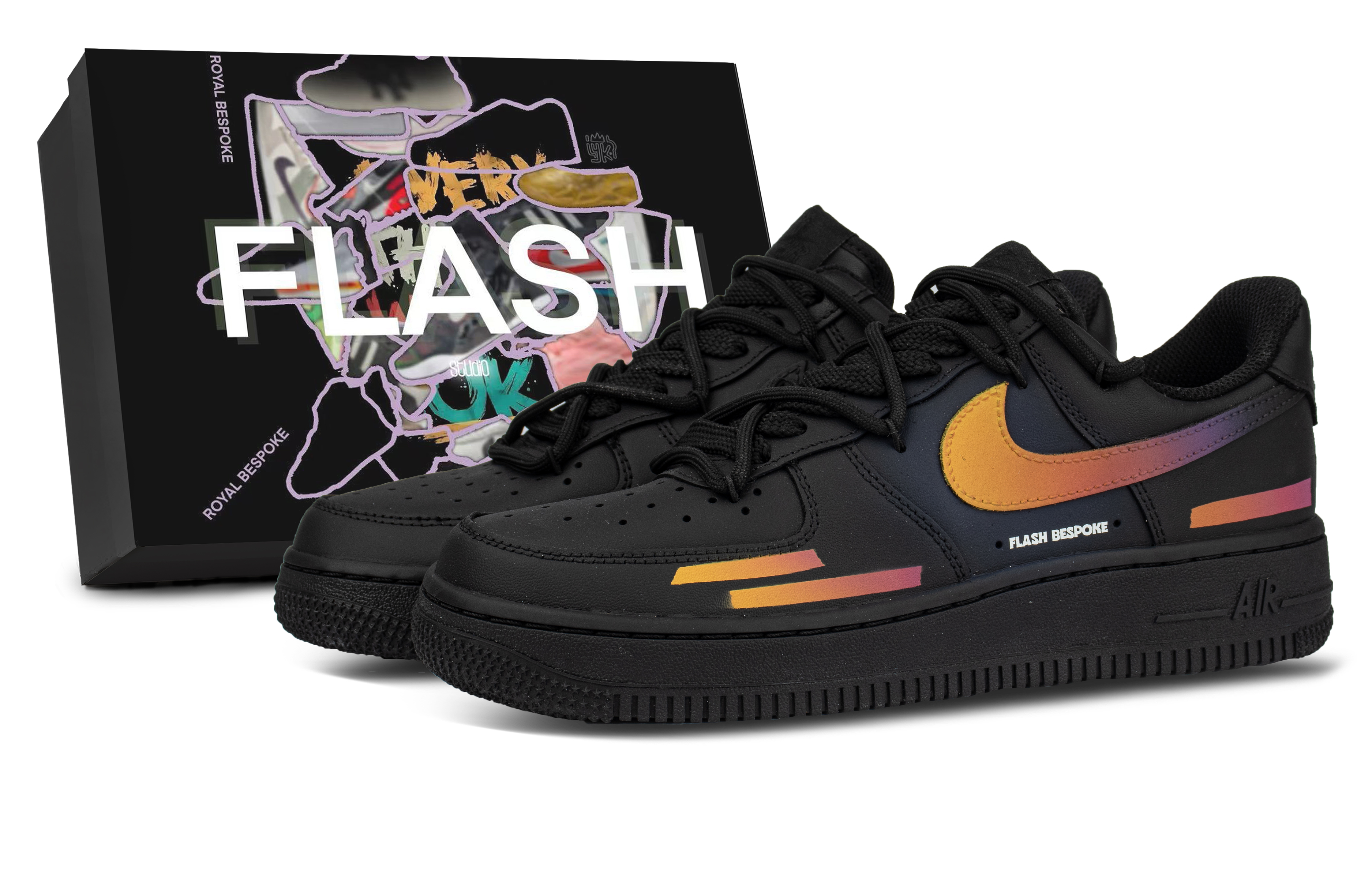 Nike Air Force 1 Ink Colors, Box Included Abrasion Resistant Low top Skateboard Shoes Unisex Black Brown