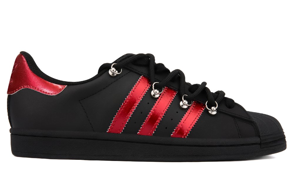 Adidas Originals SUPERSTAR Anti-Slip Wear-Resistant Low-Top Skateboard Shoes Unisex Black Red