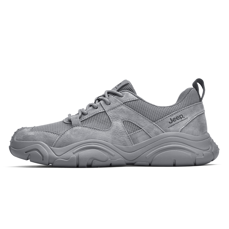 Jeep Cushioning Anti-Slip Wear-Resistant Breathable Lightweight Coverage Low-Top Casual Shoes Gray
