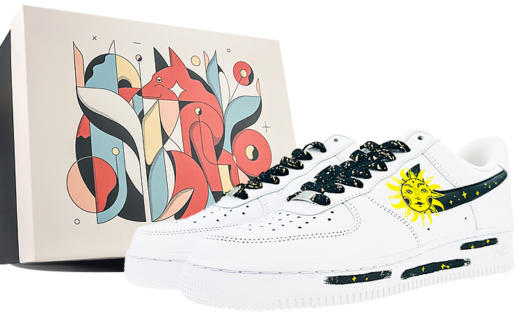 Nike Air Force 1 Low Low-Top Skateboard Shoes Men's Black Yellow