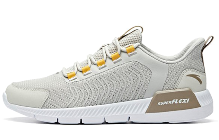 Anta Slip-Resistant Cushioning Lightweight Breathable Low-Top Running Shoes Men's Gray Yellow White