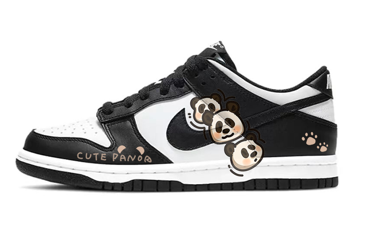 Nike Dunk Anti-Slip Wear-Resistant Low-Top Skateboard Shoes Men's Black White