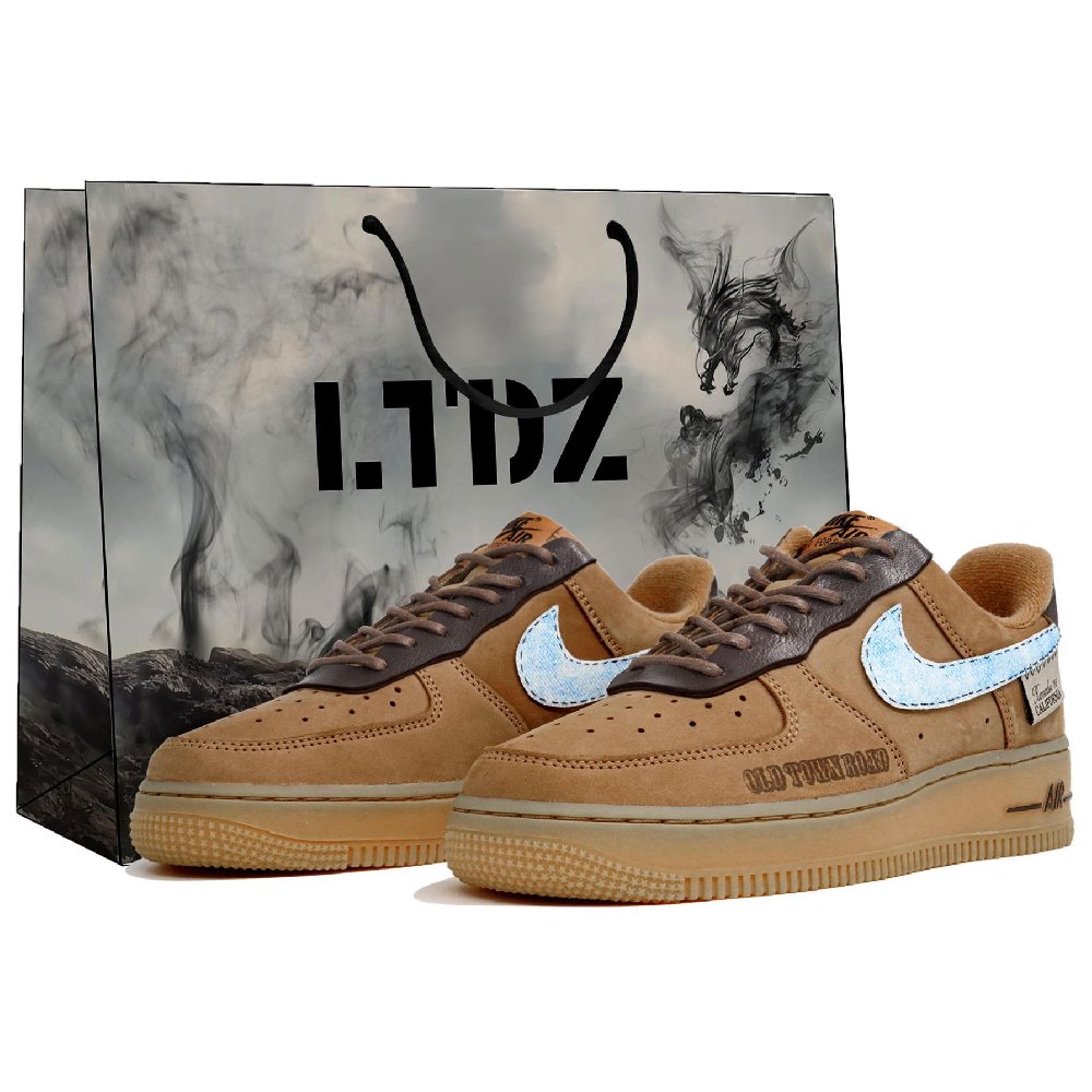 Nike Air Force 1 Skateboard Shoes Unisex Low-Top Brown/Blue
