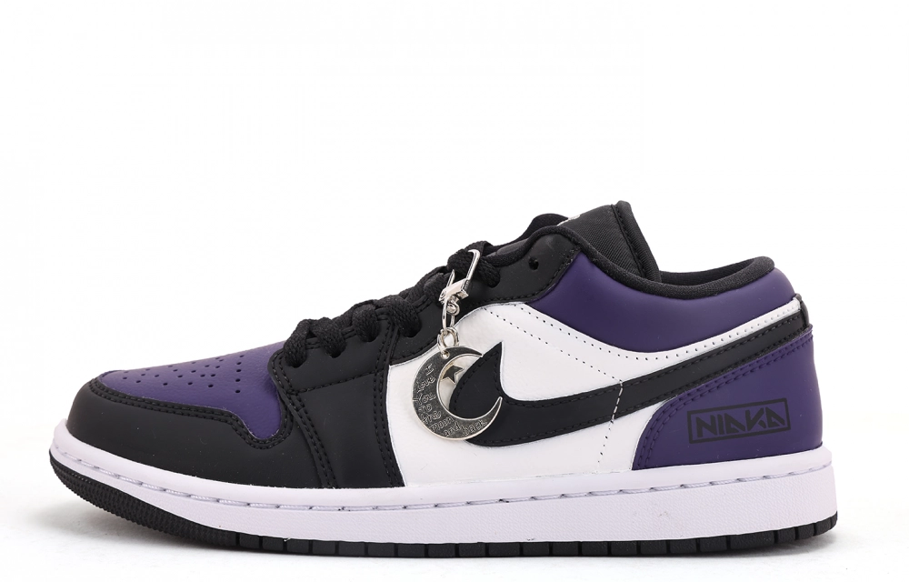 Jordan Air Jordan 1 Abrasion Resistant Coverage Low top Vintage Basketball Shoes Unisex Black Purple