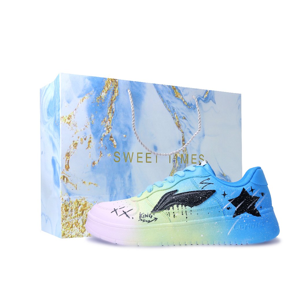 LiNing Pontoon Boats Abrasion Resistant, Lightweight, And Breathable Low Top Skateboard Shoes Unisex White Yellow Blue