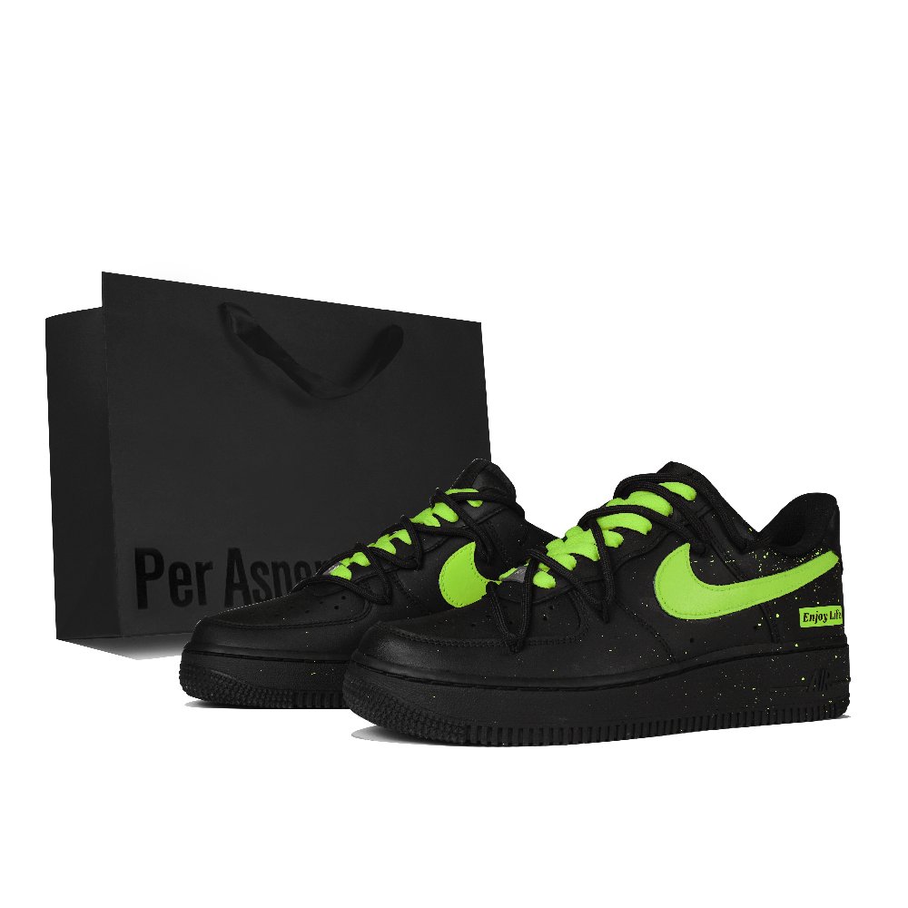Nike Air Force 1 Slip Resistant Cushioning Abrasion Resistant Low Top Skateboard Shoes Unisex Black