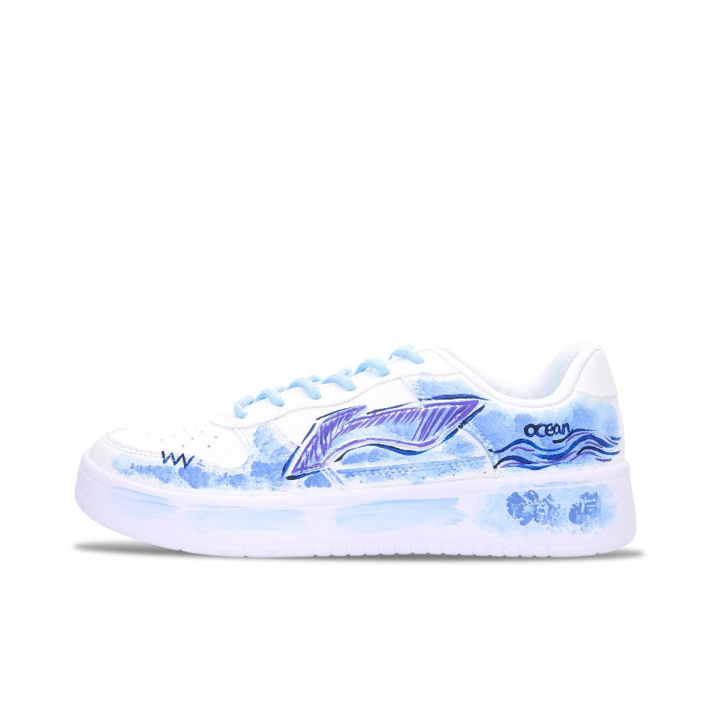LiNing Pontoon Boats Lightweight And Wear resistant Low Top Skateboard Shoes Unisex Blue Purple