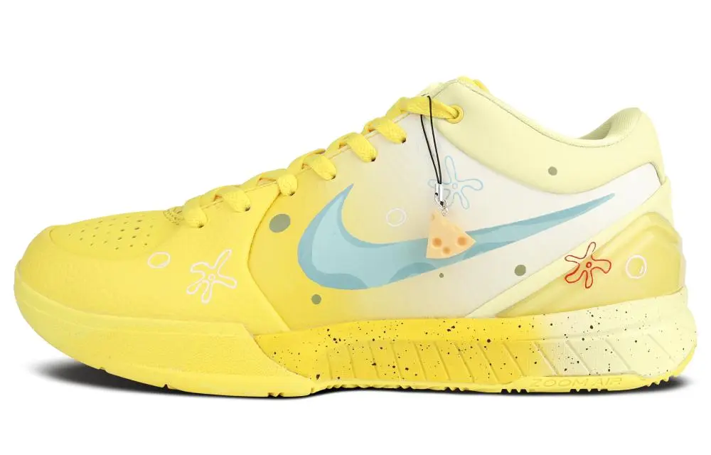 Nike Zoom Kobe 4 Abrasion Resistant Low top Basketball Shoes Men's Yellow Blue