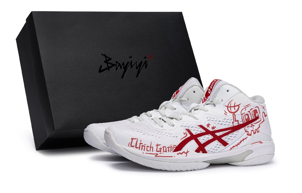Asics Gel-Hoop V15 Cool Party Pitcher Durable Breathable Low-Top Basketball Shoes Unisex White Red