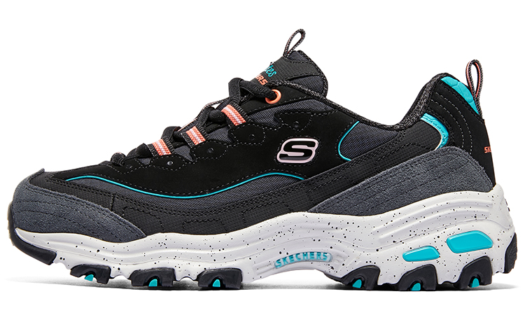 Skechers DLITES Anti-Slip Wear-Resistant Low-Top Chunky Sneakers Women's Black Blue Pink