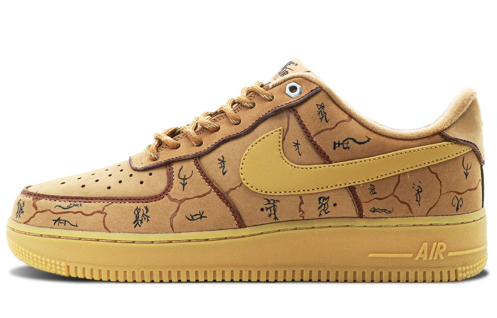 Nike Air Force 1 Coverage Anti-Slip And Wear-Resistant Lightweight Low-Top Skateboard Shoes Unisex Wheat