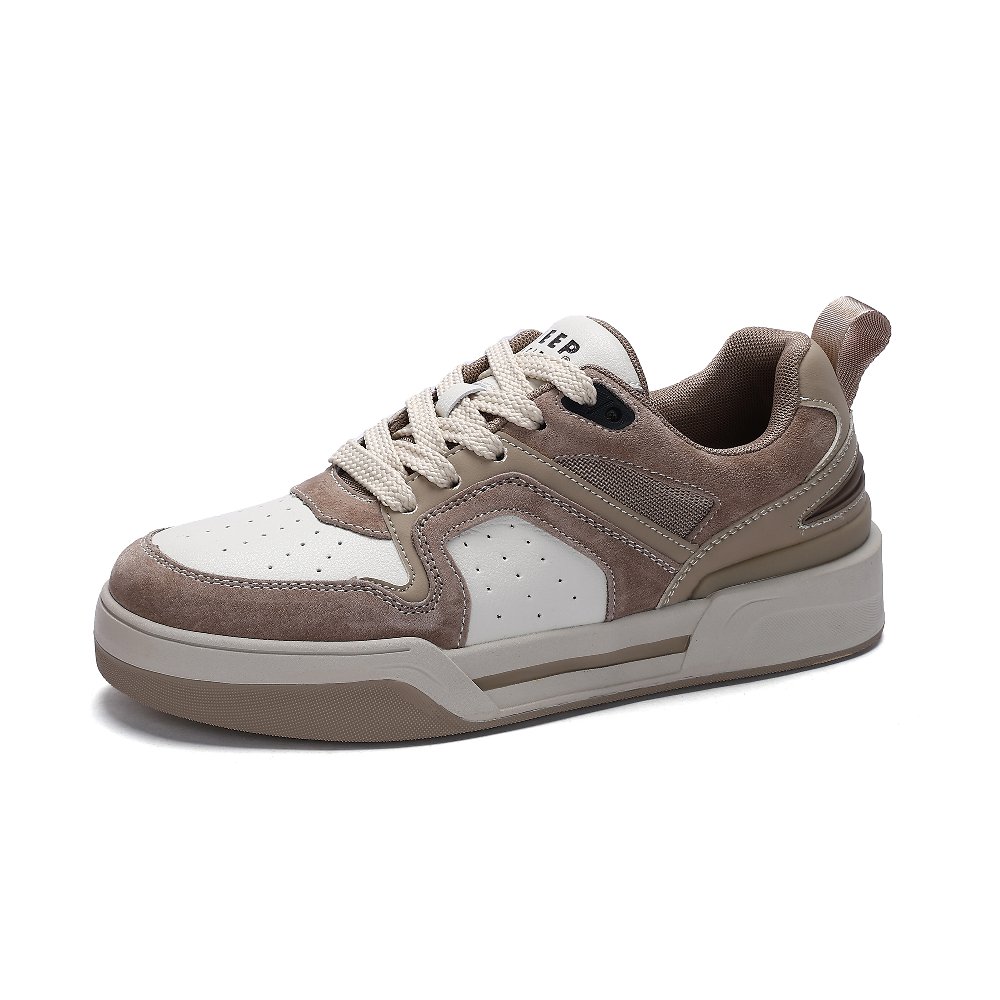 JEEP SPIRIT Anti-Slip Wear-Resistant Breathable Height Increasing Low-Top Skateboard Shoes Men's Natural Deer