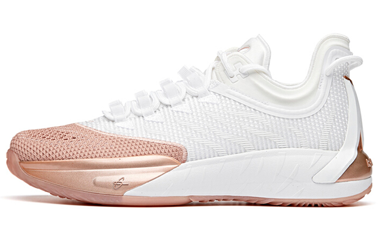 Anta Hayward GH1 Low Wear-Resistant Slip-Resistant Low-Top Basketball Shoes Men's White Rose Gold