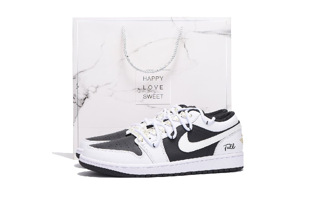 Jordan Air Jordan 1 Anti-Slip And Wear-Resistant Coverage Low-Top Vintage Basketball Shoes Unisex Black White