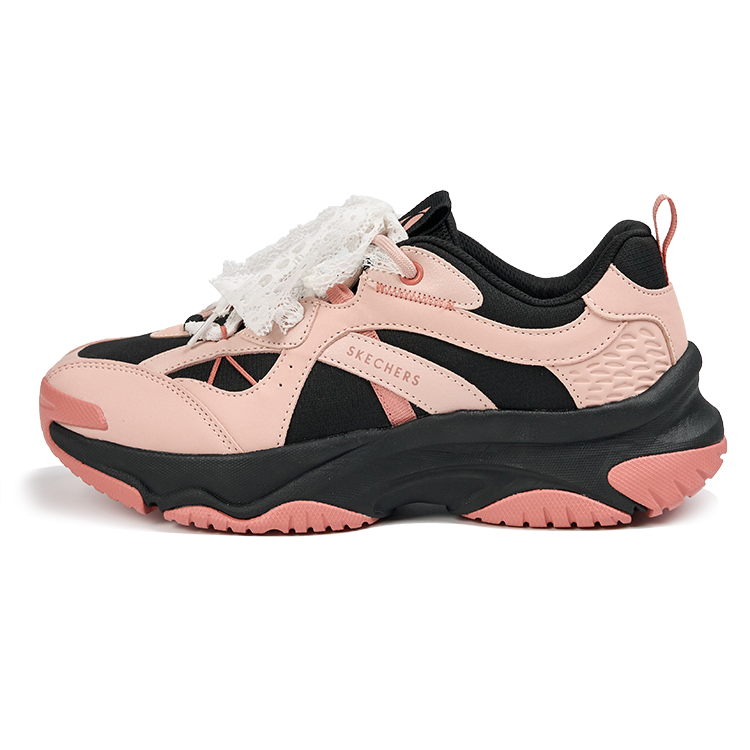 Skechers Mantle Moon Shoes Cushioning, Abrasion Resistant, Height Increasing Low Top Chunky Sneakers Women's Pink Black