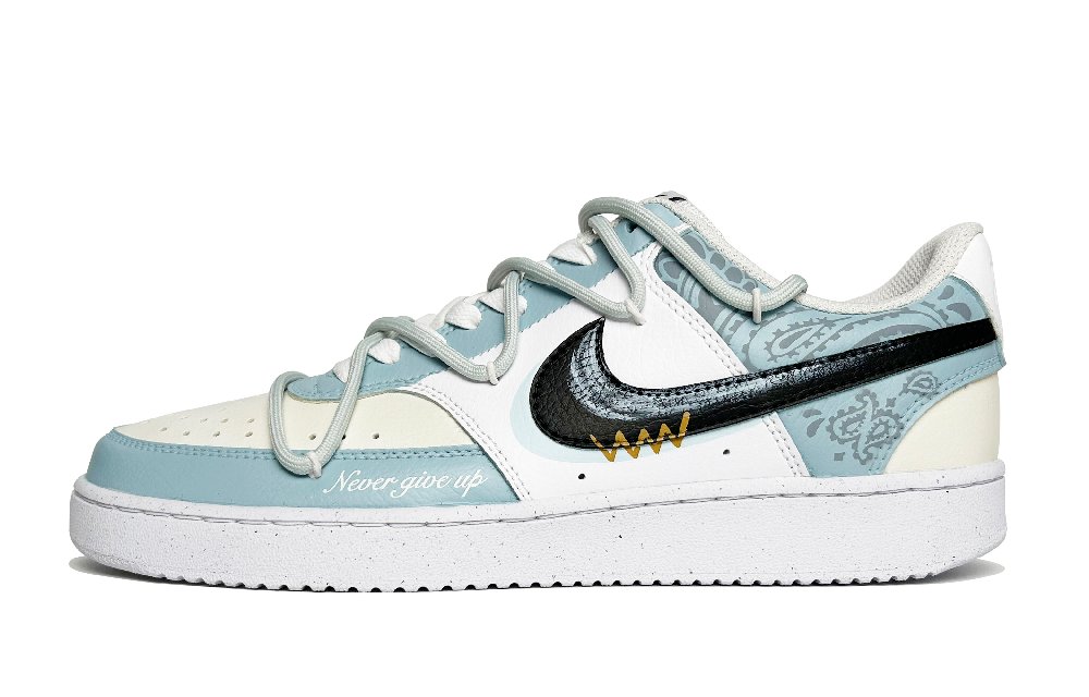 Nike Court Vision 1 Anti Slip Wear Resistant Low Top Skateboard Shoes Men's Cyan Yellow