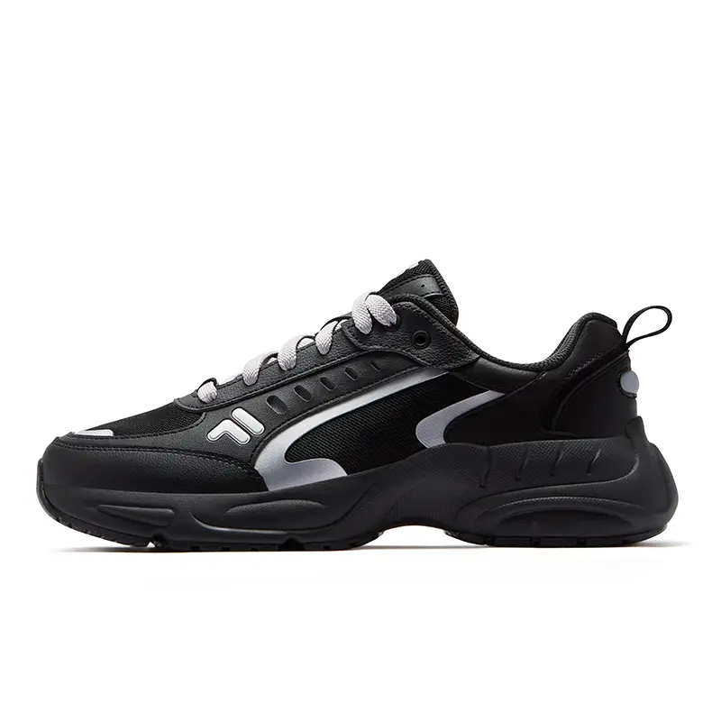 FILA FUSION RACEUP Abrasion Resistant Low Top Casual Shoes Men's Black Silver