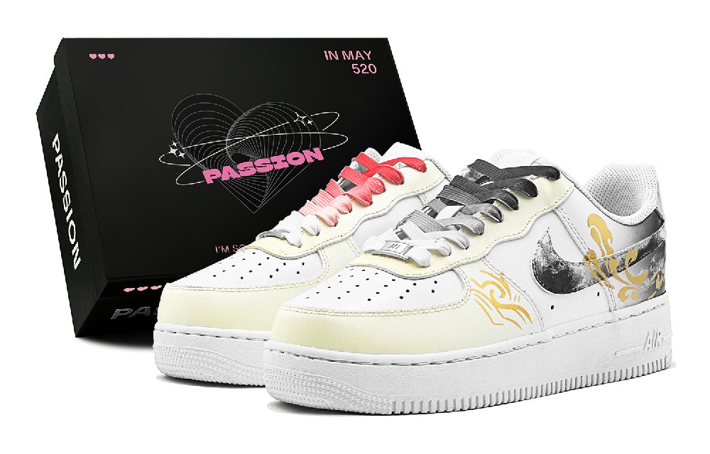 Nike Air Force 1 Gilded Ink Shadow Low Top Skateboard Shoes Men's Gold