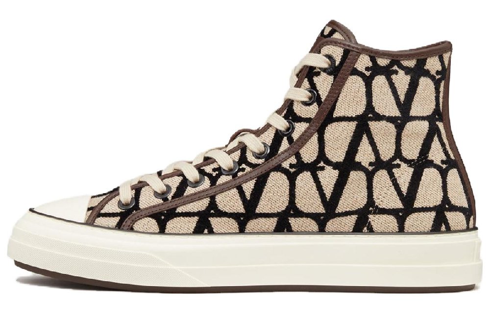 Valentino Round Toe High-Top Sneakers