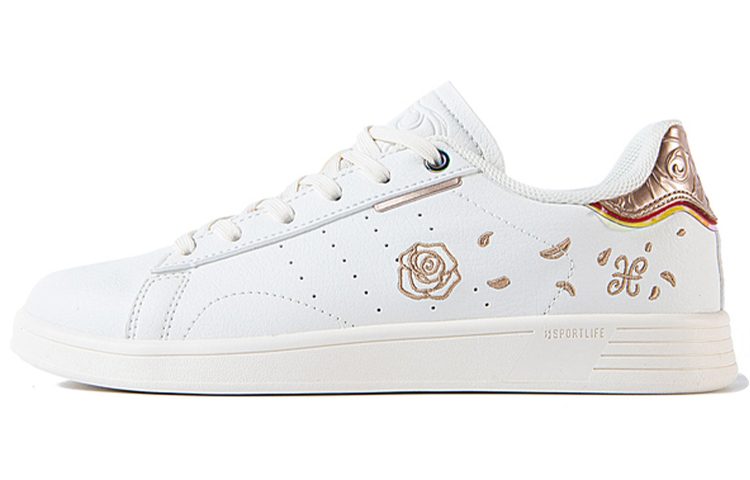 361° Slip-Resistant Lightweight Balance Wear-Resistant Low-Top Skateboard Shoes Women's White Gold