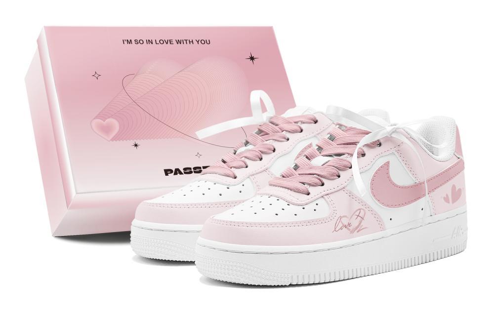 Nike Air Force 1 Air Force 1 Gift Girlish Pink Lover Slip-Resistant Low-Top Skateboard Shoes GS Pink White