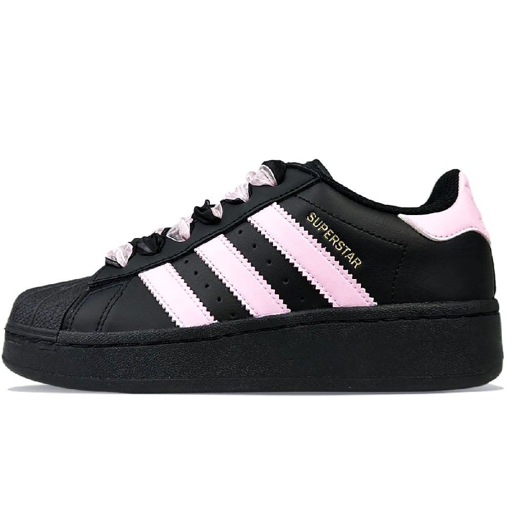 Adidas Originals SUPERSTAR XLG Wear-Resistant Slip-Resistant Low-Top Skateboard Shoes Unisex Black Pink