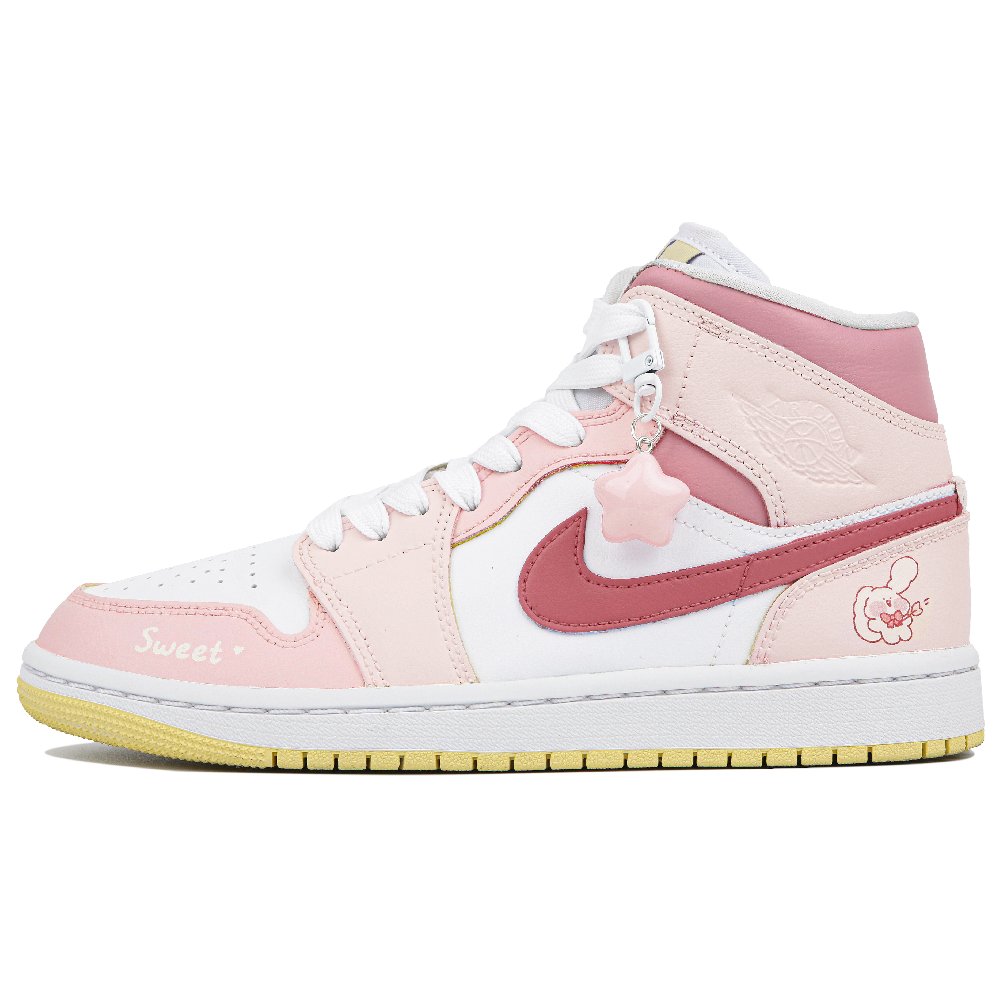 Jordan Air Jordan 1 High-Top Vintage Basketball Shoes Women's White Pink