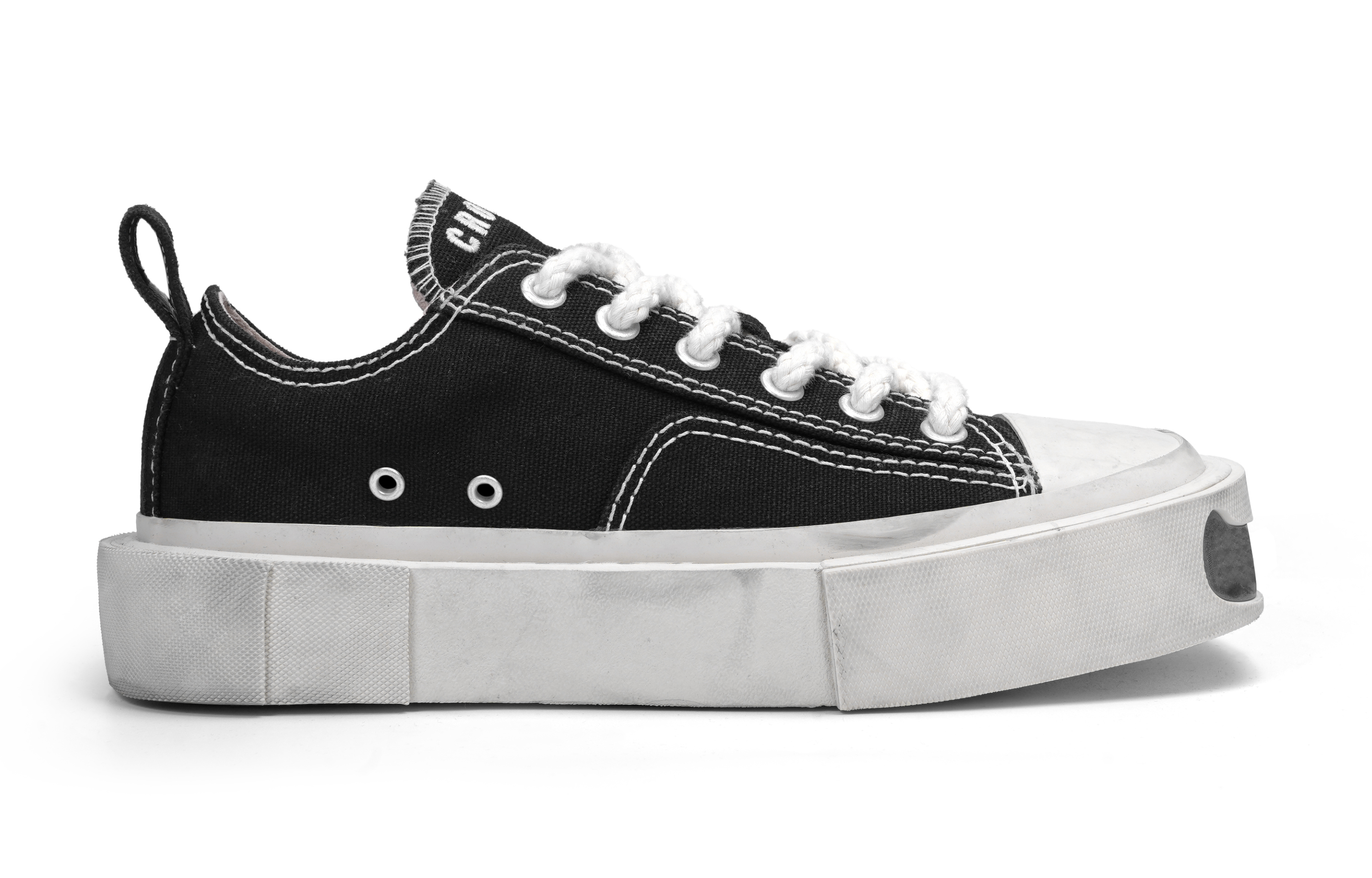 CROOKED CARD Low-Top Canvas Shoes Unisex Black