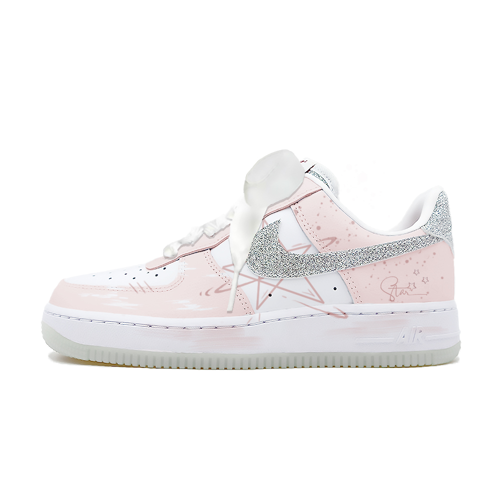 Nike Air Force 1 Ink Multicolor Nova Anti Slip Wear Resistant Low Top Skateboard Shoes Women's White Pink