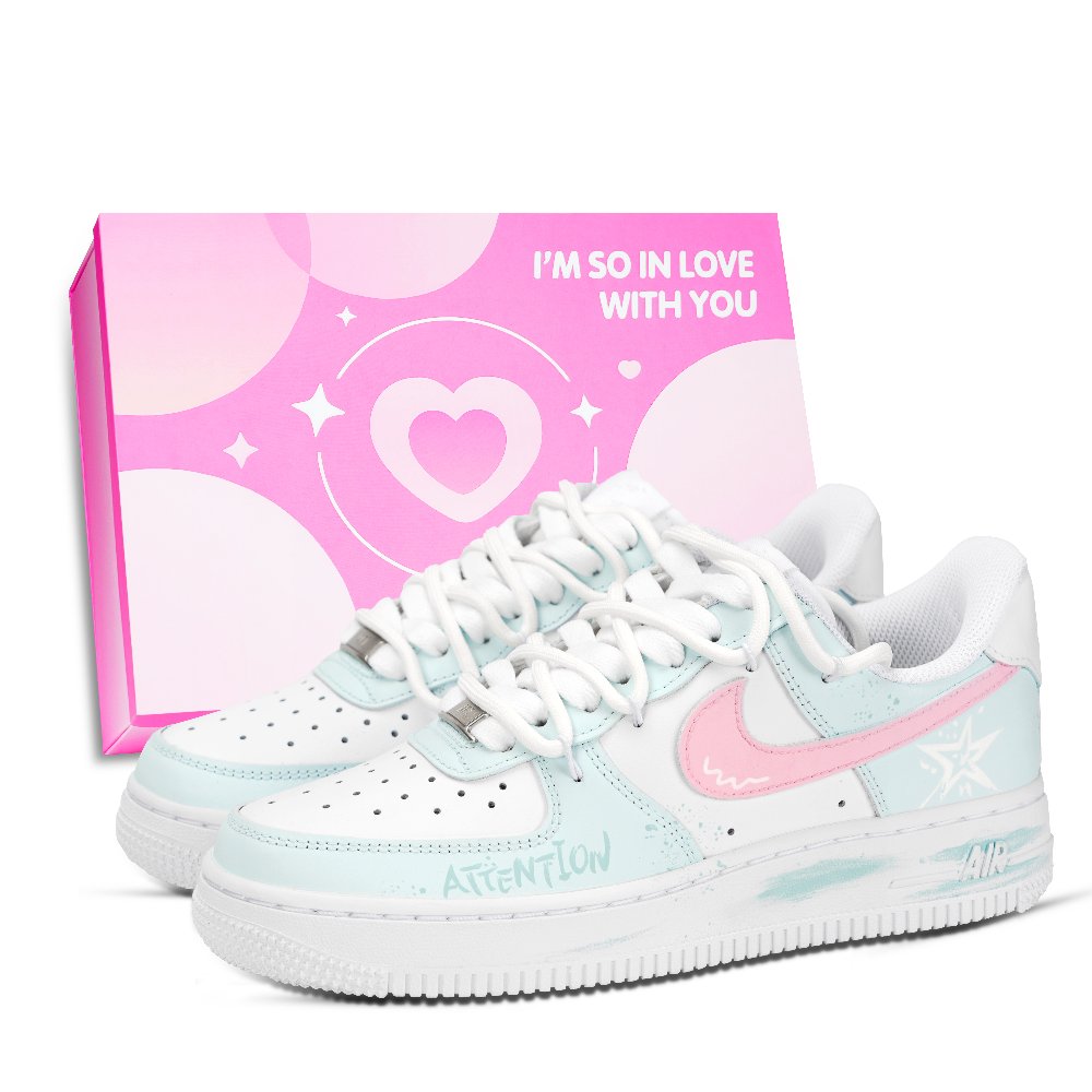 Nike Air Force 1 Air Force 1 Anti Slip Wear Resistant Low Top Skateboard Shoes Unisex Blue Pink