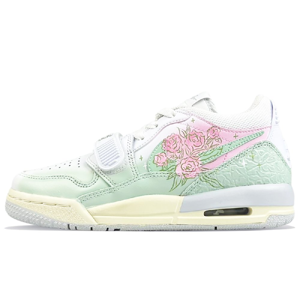 Jordan Legacy 312 Cushioning Anti-Slip And Wear-Resistant Low-Top Vintage Basketball Shoes GS Pink Green White