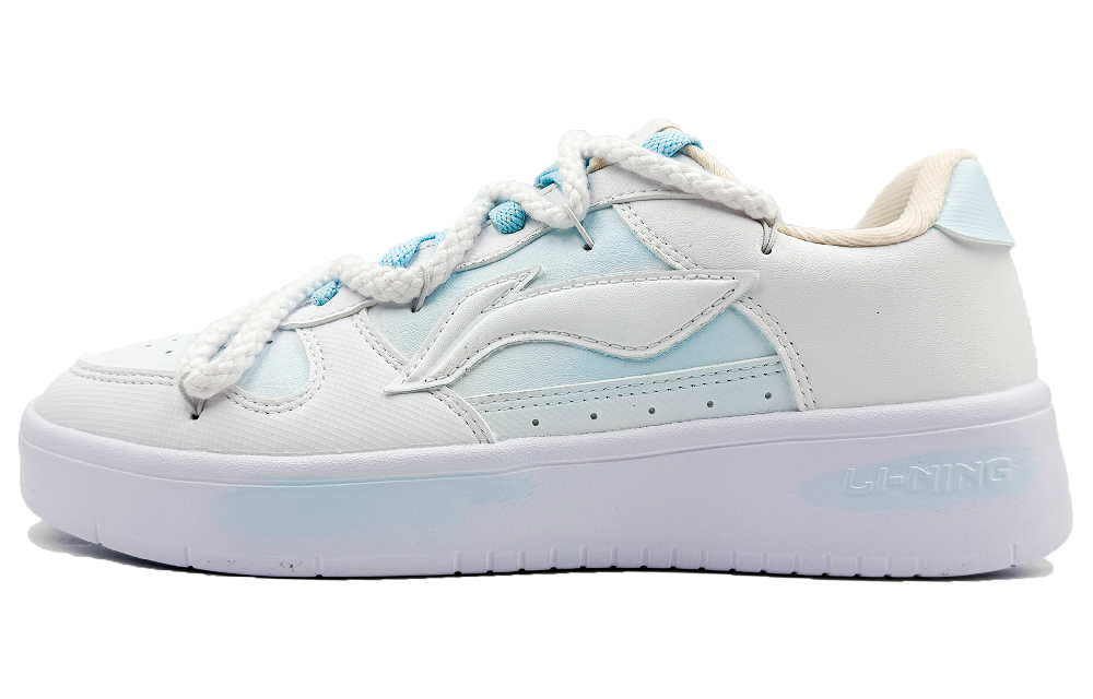 LiNing Pontoon Boats Slip Resistant, Abrasion Resistant, Breathable Low top Skateboard Shoes Men's White Light Blue