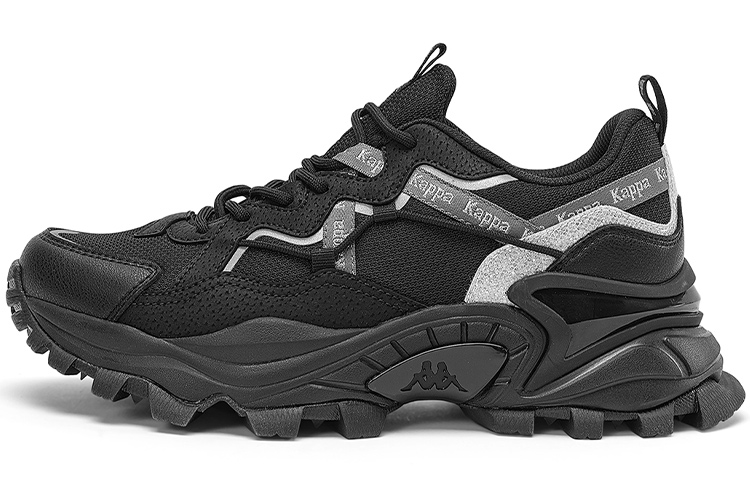 Kappa Cushioning Abrasion Resistant Height Increasing Support Low Top Chunky Sneakers Unisex Black Silver